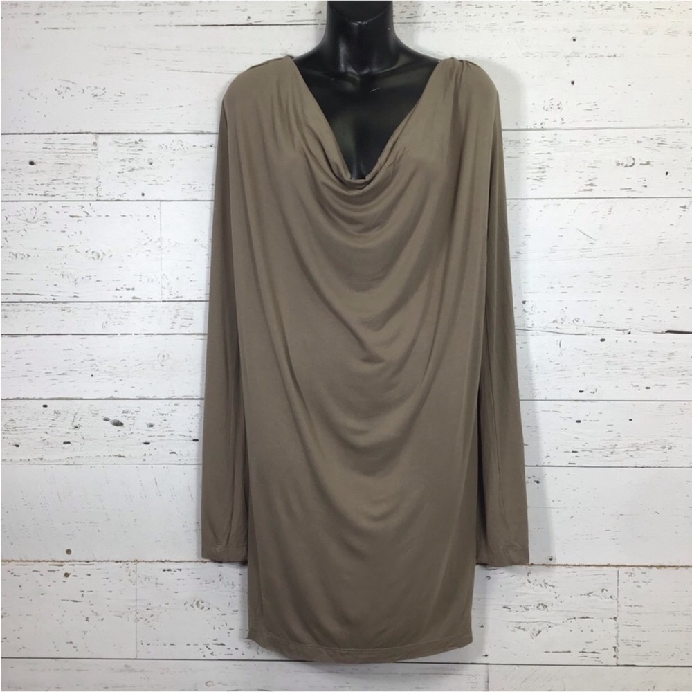 Free People Beach Drape Cowl Neck Jersey Knit Long Sleeve Mini Dress Size Small​